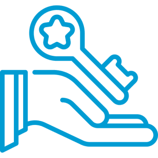 Mask group Hand holding key with star symbol.