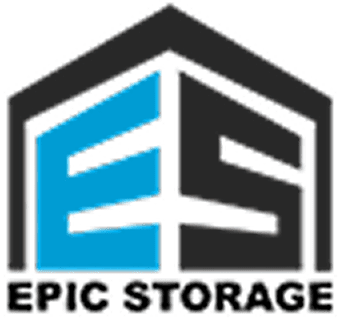 Black and blue "ES" storage logo.