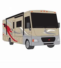 hwy-9 Illustration of a beige motorhome with decals.