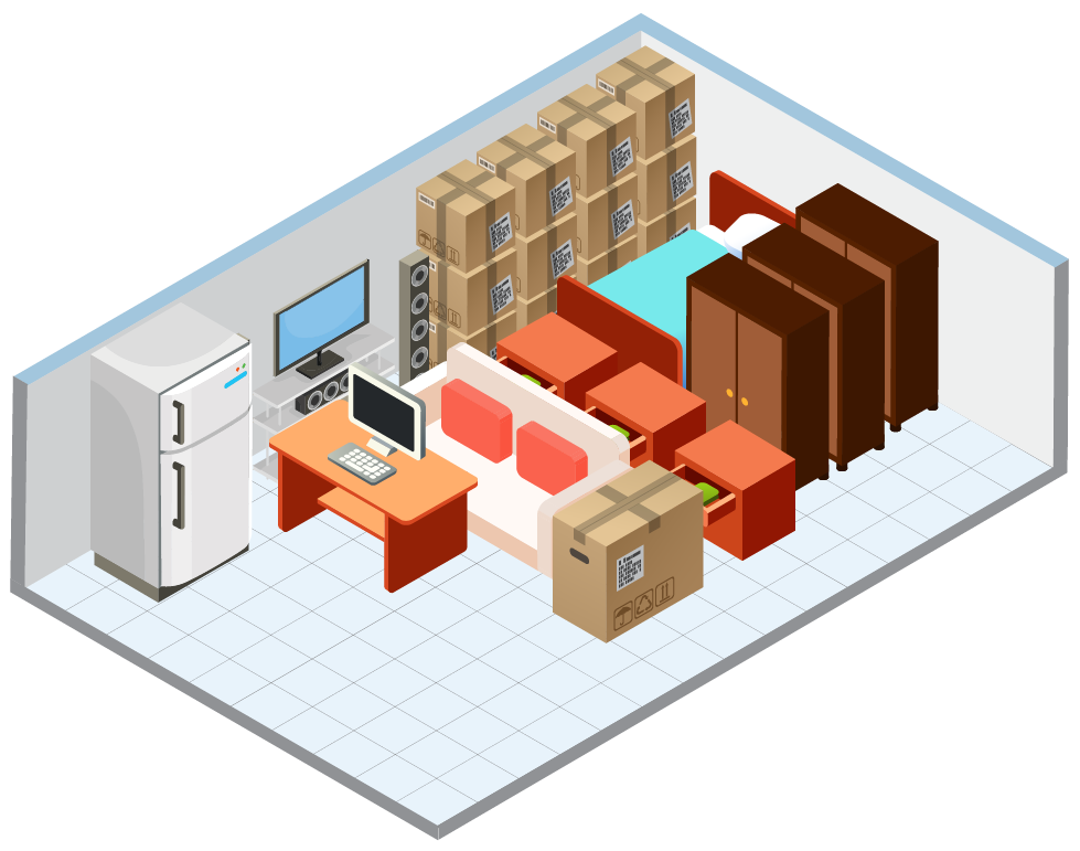 seltice-last Storage room with furniture and boxes.