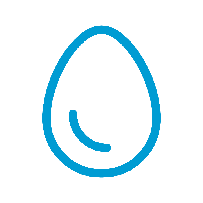 we-2 Blue egg outline on black background.